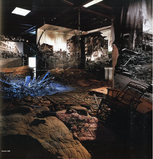 Figure 3. Interior of the Japan Pavilion. Photo credit: Miyamoto Ryūji. Taken from: Isozaki Arata, “Frattures,” Lotus International 93 (1997), 43.
